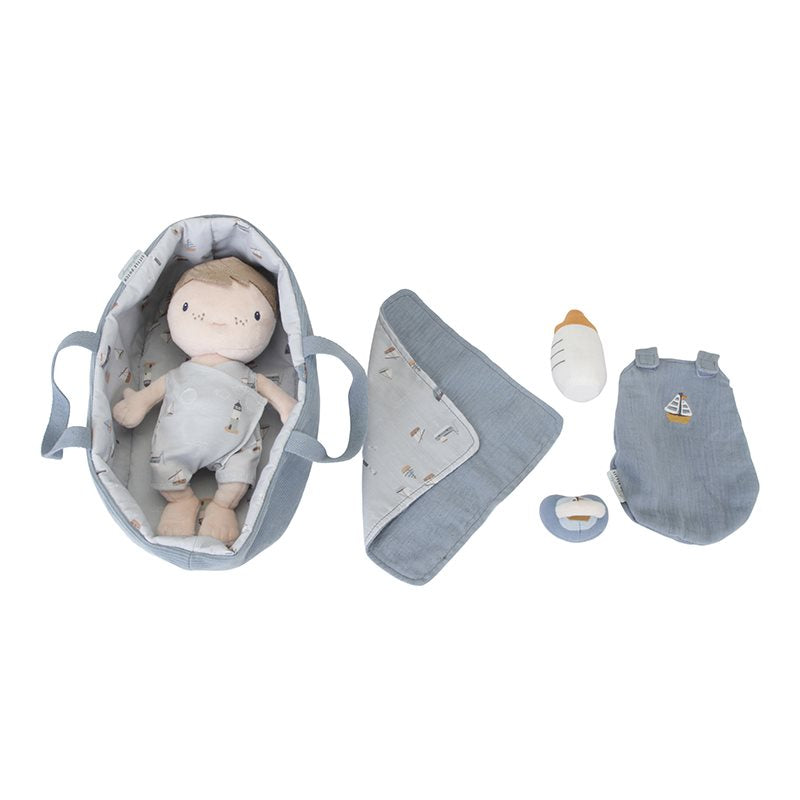 Boneco de Pano Jim com Alcofa Sailors Bay Blue - Little Dutch