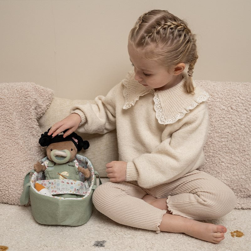 Boneca de Pano Evi com Alcofa Flowers & Butterflies - Little Dutch