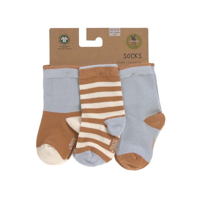 Pack de 3 meias Algodão Orgânico Bege e Azul - Lassig (Respeitadoras)