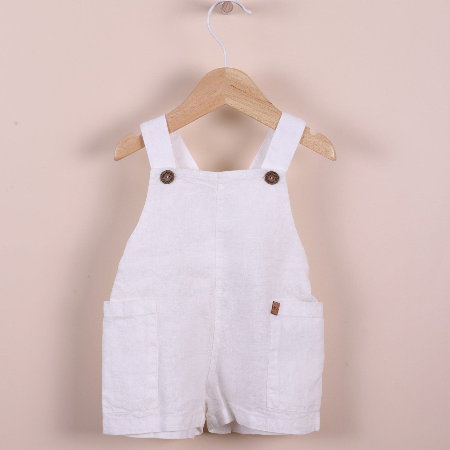 Short white linen dungarees - Wedoble