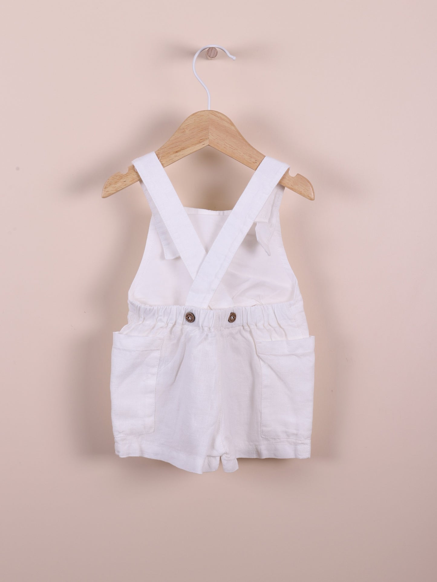 Short white linen dungarees - Wedoble