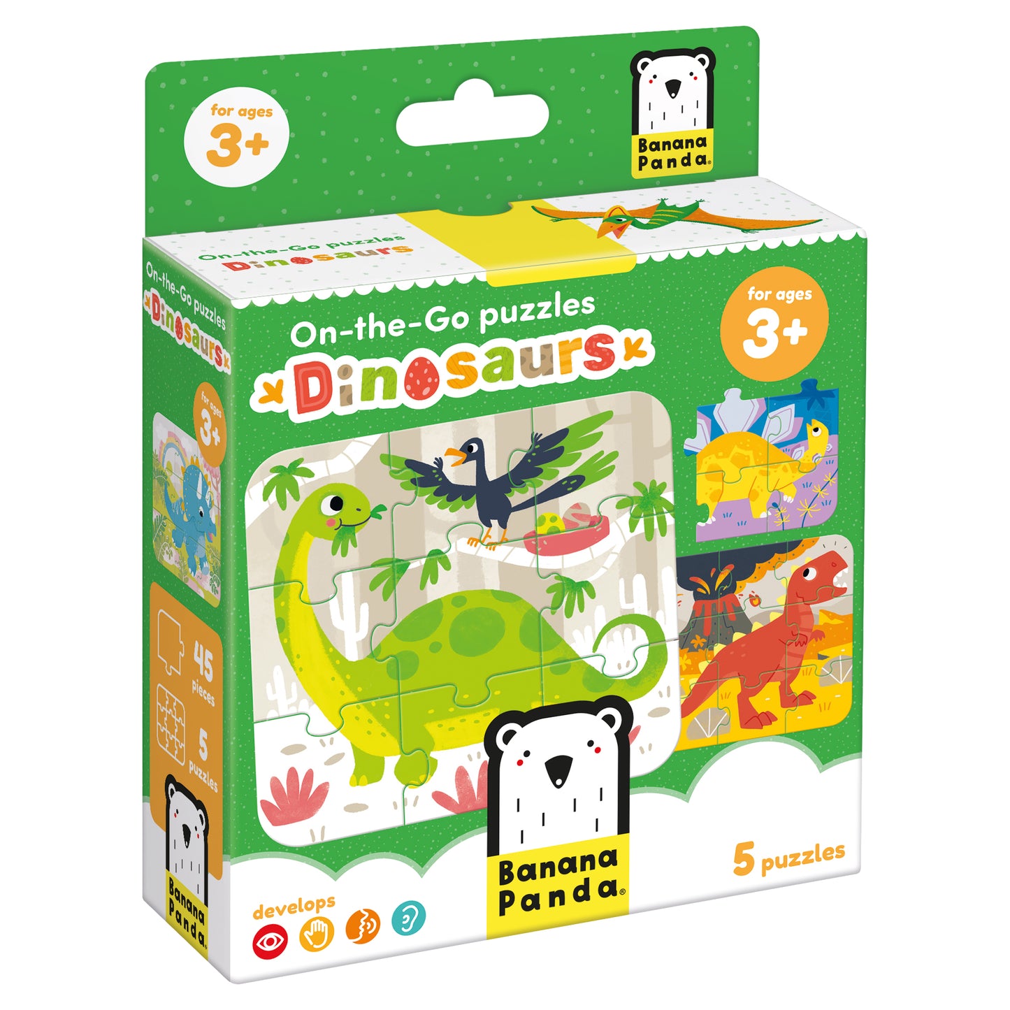 Puzzle Portátil Dinossauros 3+ - Banana Panda