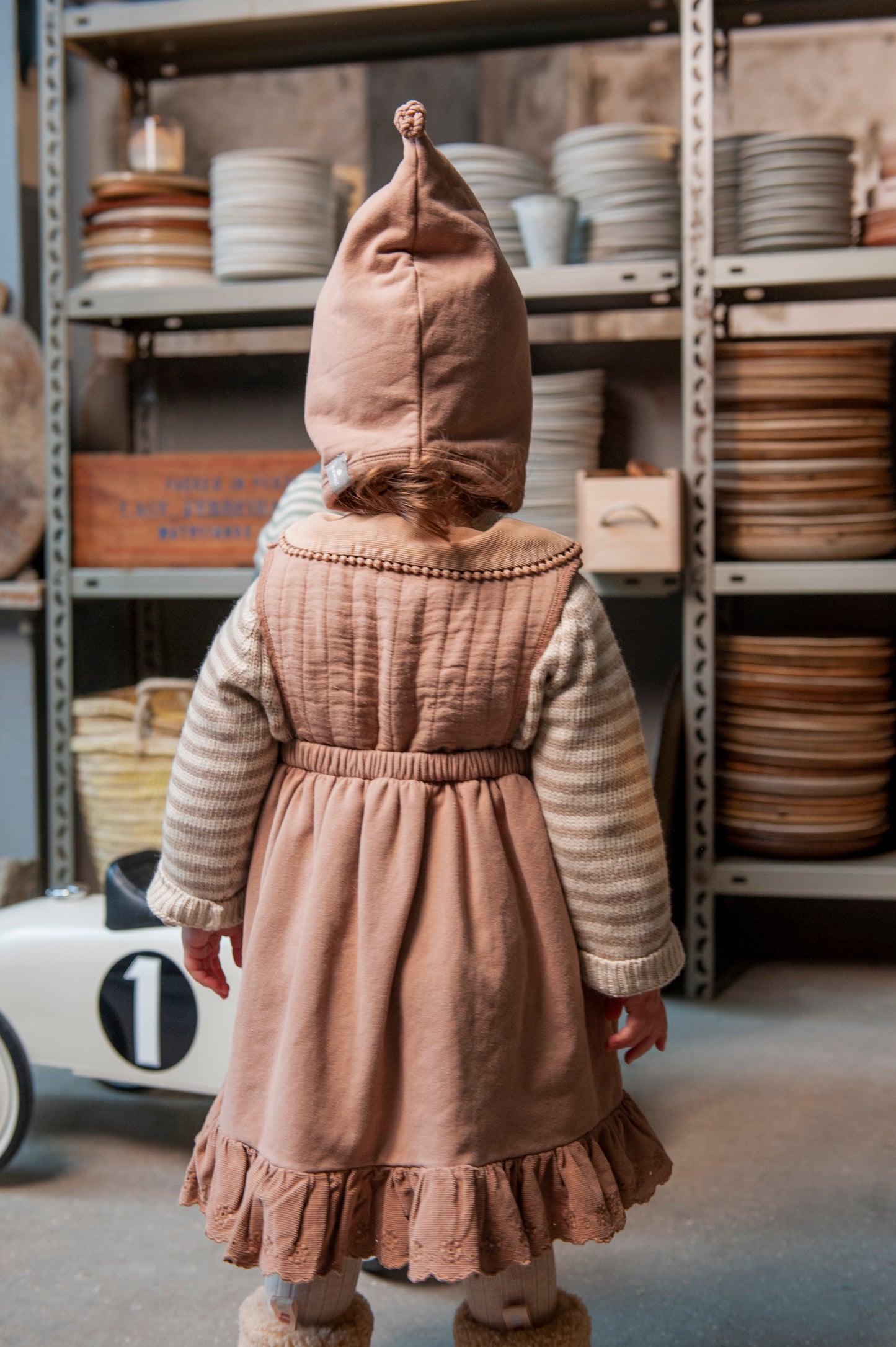 Vestido com bordado inglês Nude - Snug