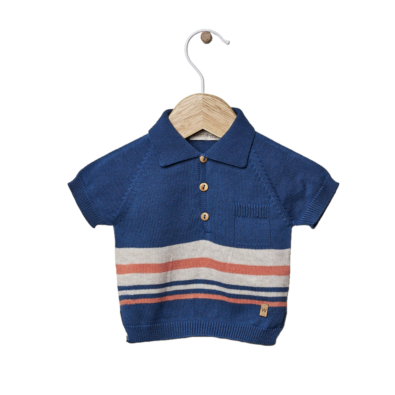 Camisola polo algodão azul - Wedoble