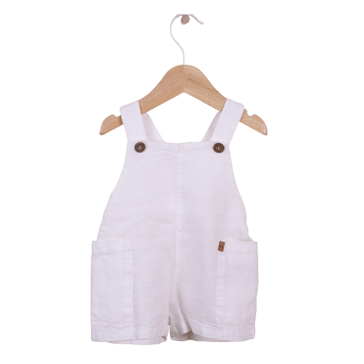 Short white linen dungarees - Wedoble