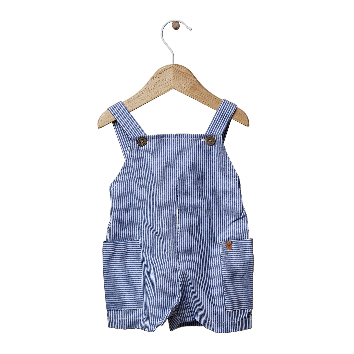 Jardineiras curtas denim com riscas - Wedoble