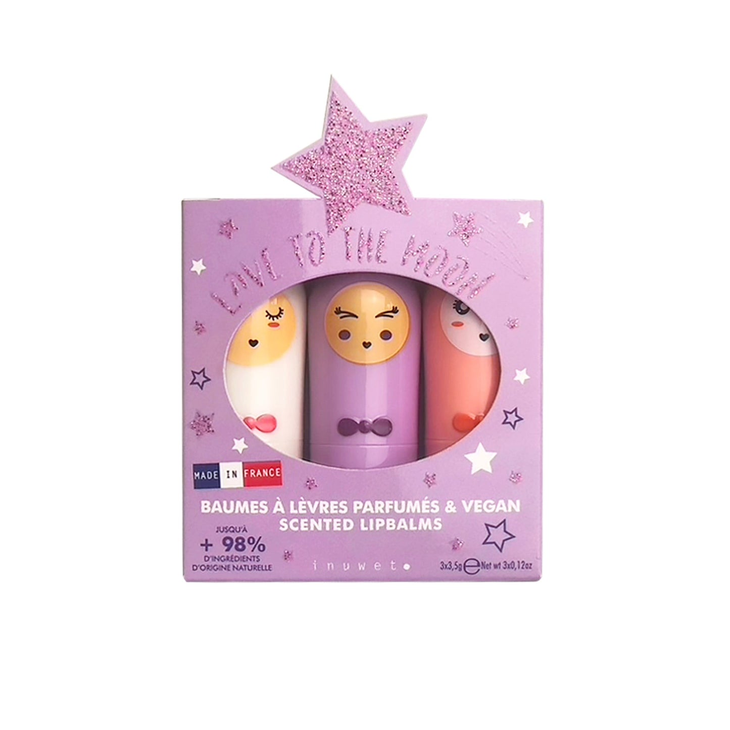 Inuwet - Set de 3 Bálsamos Labiais Purple Stars