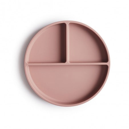 Prato com ventosa e compartimentos Solid Blush - Mushie