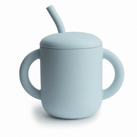 Copo com palhinha Powder Blue - Mushie