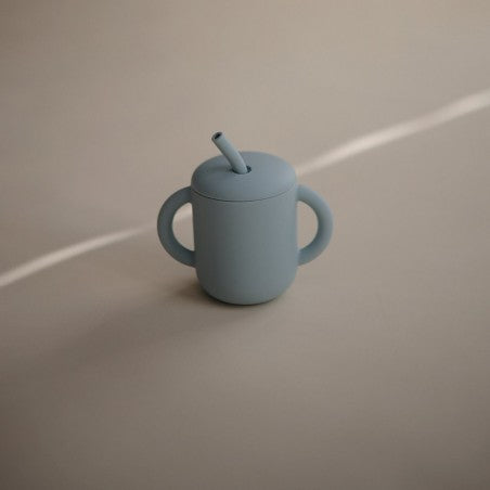 Copo com palhinha Powder Blue - Mushie