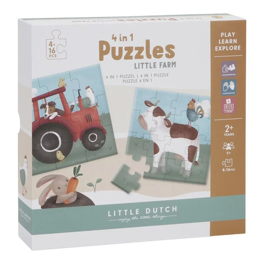 Little Dutch - 4 em 1 Puzzles Little Farm