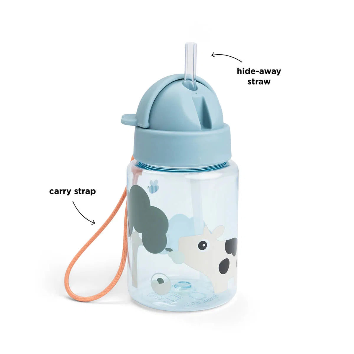 Done by Deer - Garrafa com Palhinha Tiny Farm Blue 280ml