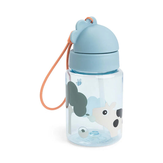 Done by Deer - Garrafa com Palhinha Tiny Farm Blue 280ml