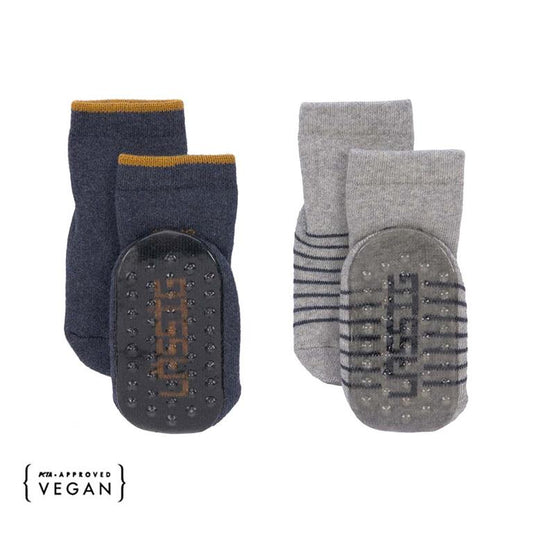 Pack de 2 pares de meias antiderrapantes Azul e Cinza - Lassig