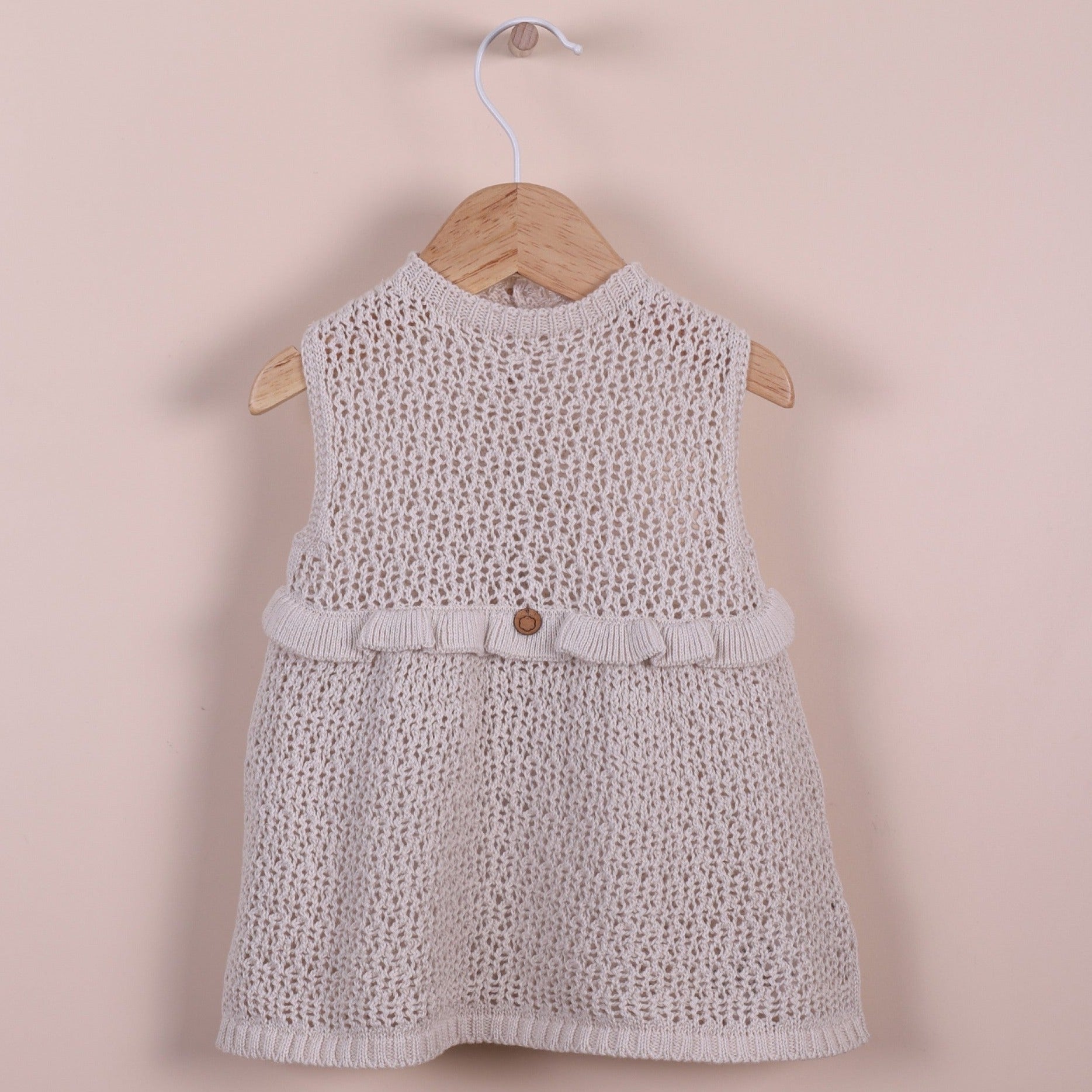 Beige cotton knitted dress - Wedoble