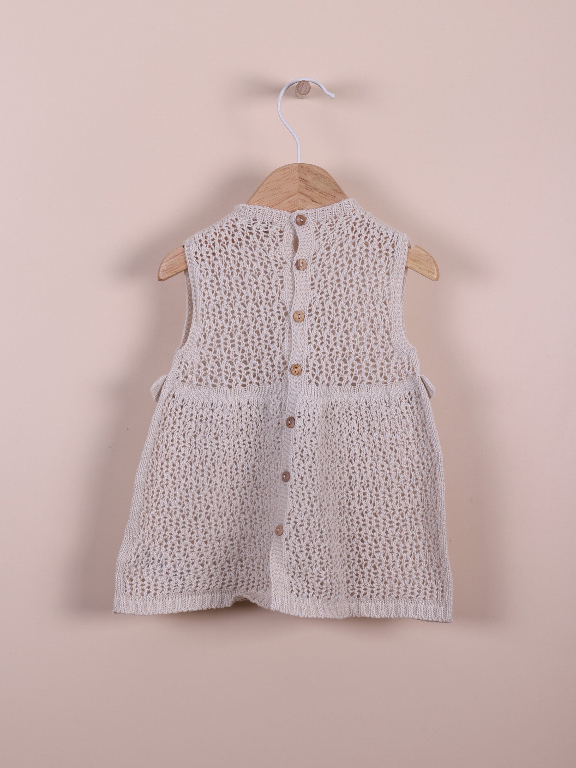 Beige cotton knitted dress - Wedoble
