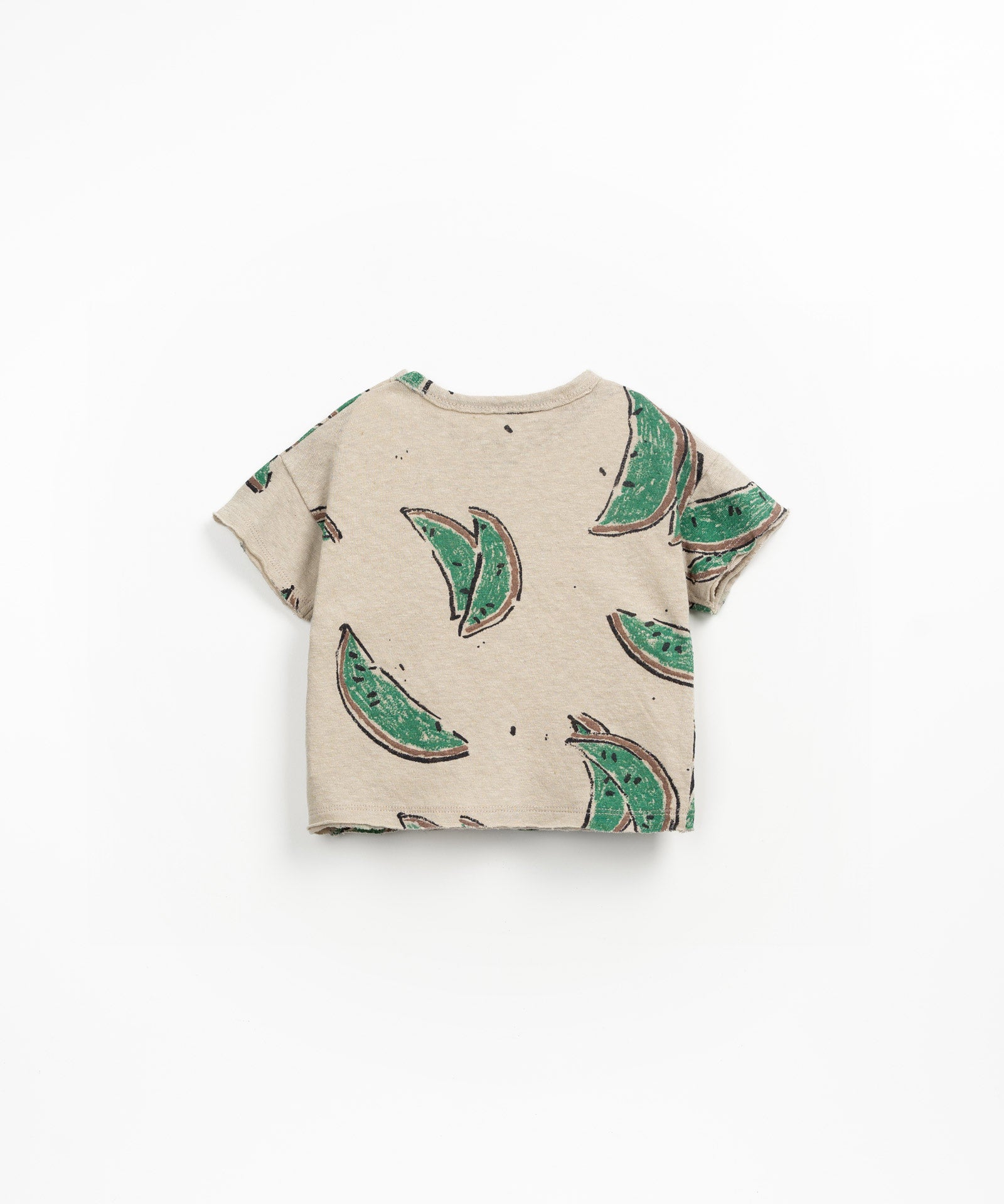 Play Up - T-shirt de Linho Estampada Bege