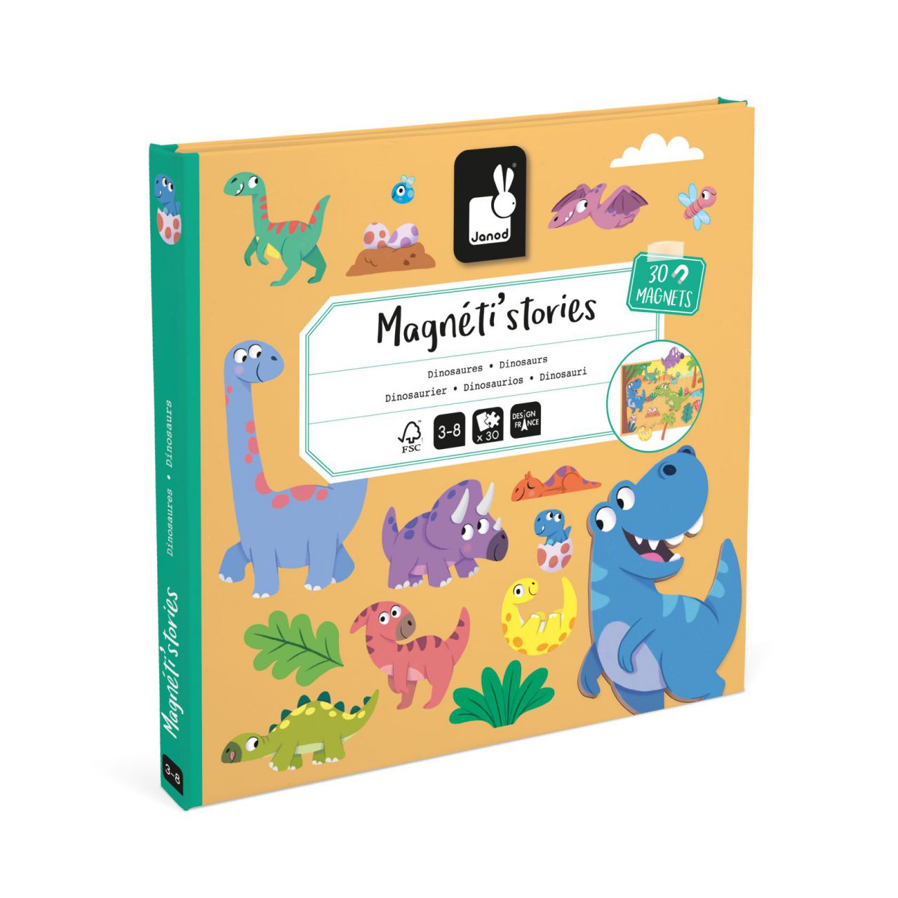 Janod - Livro Magnetic Stories: Dinossauros