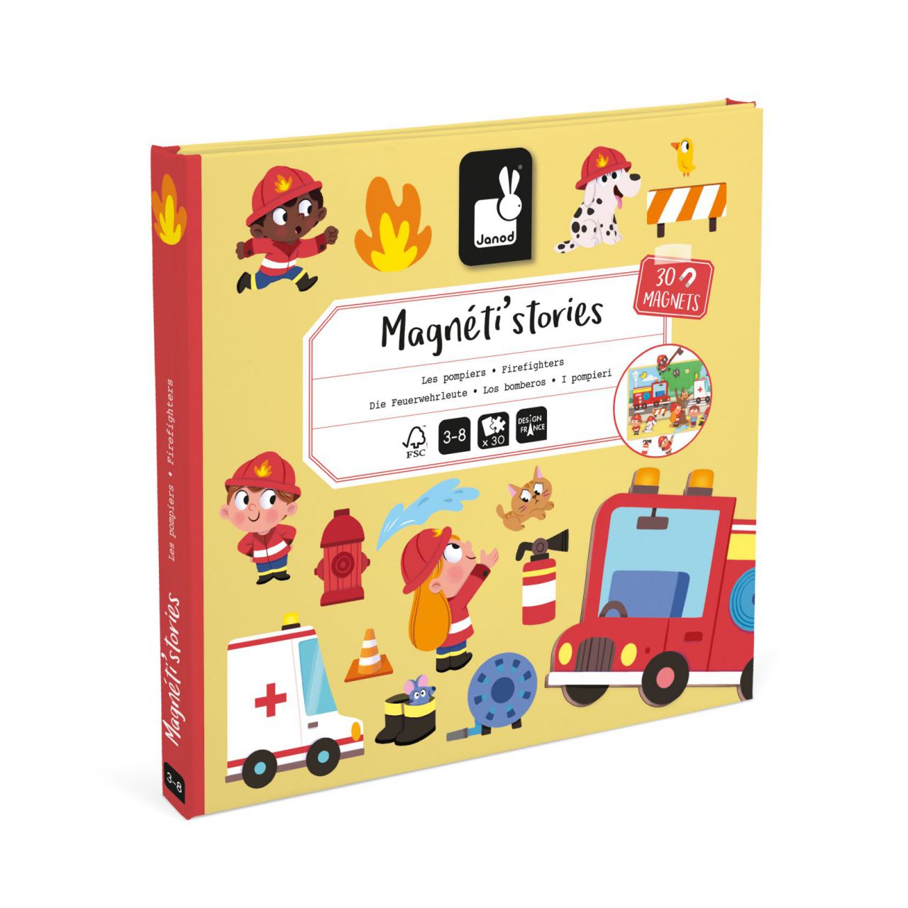 Janod - Livro Magnetic Stories: Bombeiros