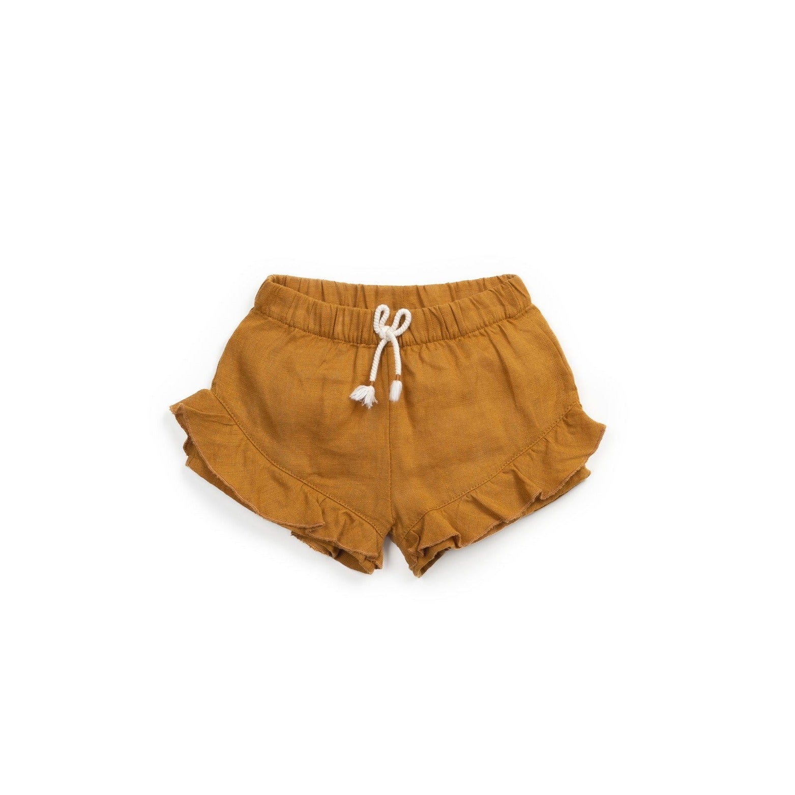 Linen shorts with crisp yellow elastic belt - Play Up