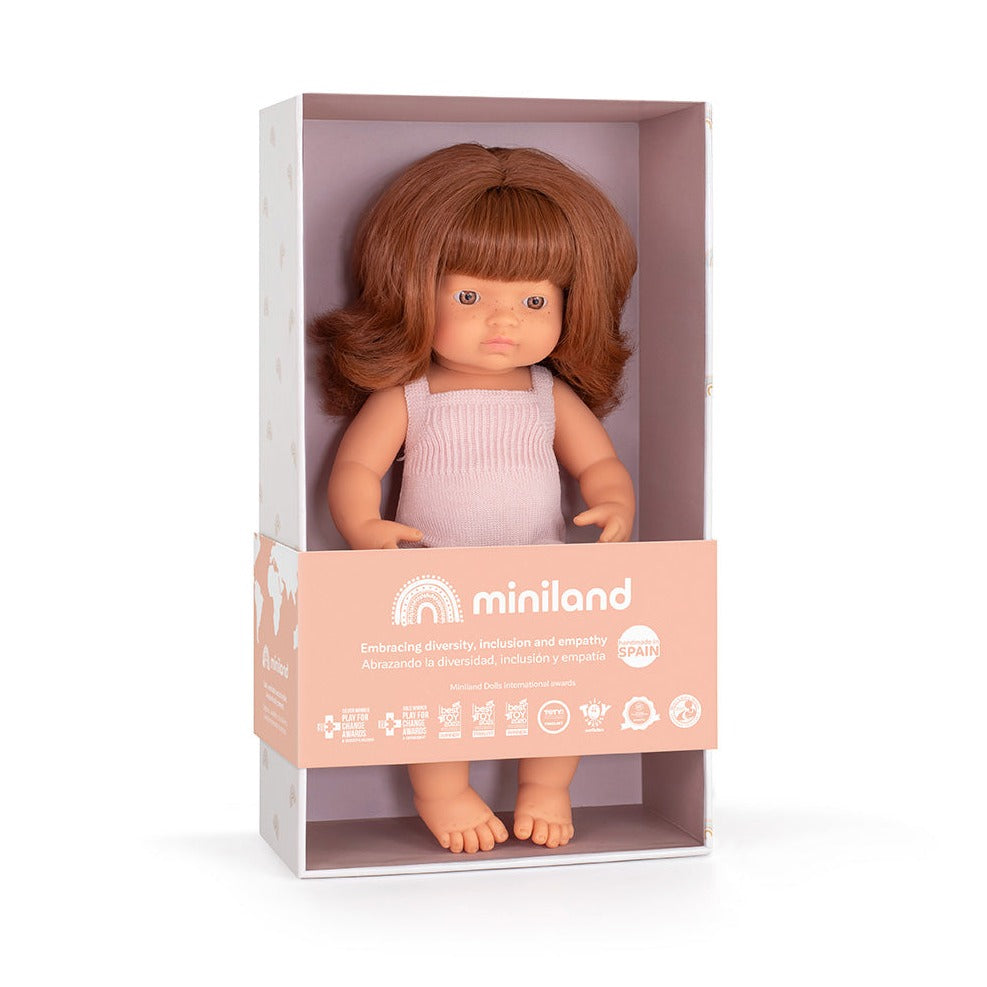 Miniland - Boneca Caucasiana Ruiva 38 cm