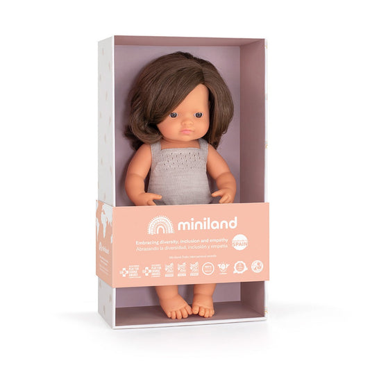 Miniland - Boneca Caucasiana Morena 38 cm