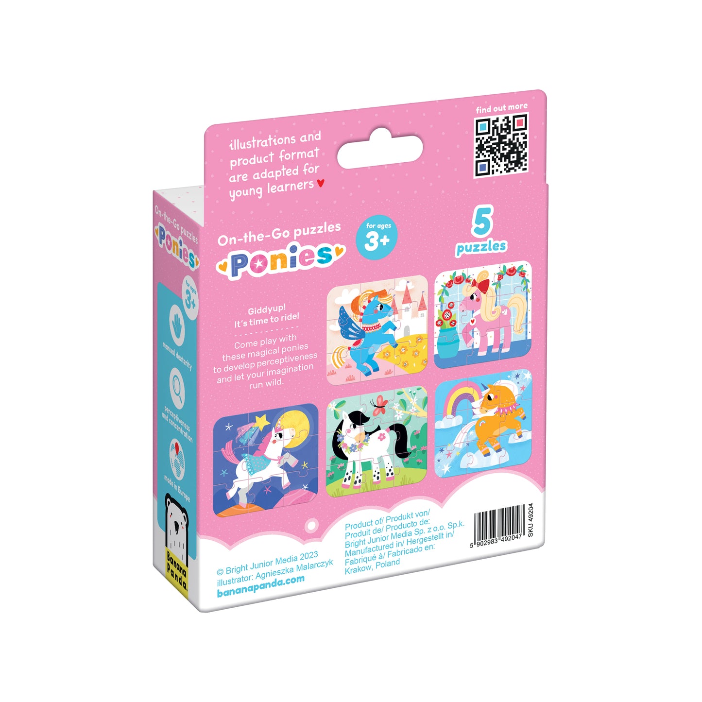 Puzzle Portátil Ponies 3+ - Banana Panda
