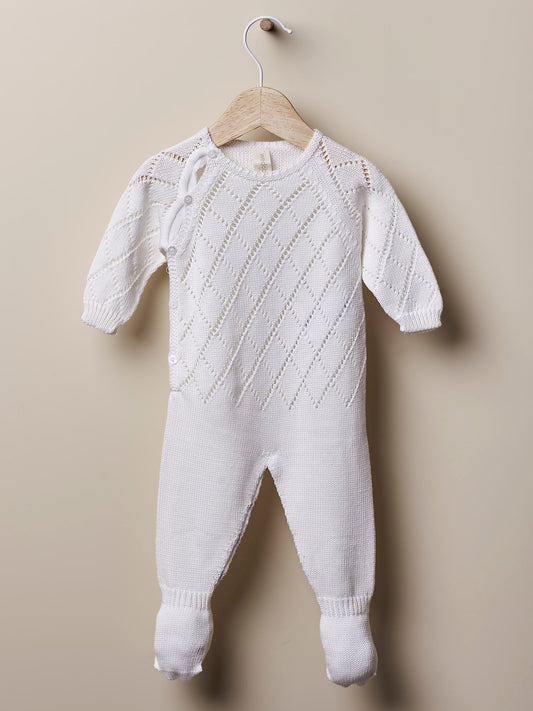 Wedoble - Babygrow knitted in organic cotton Pearl