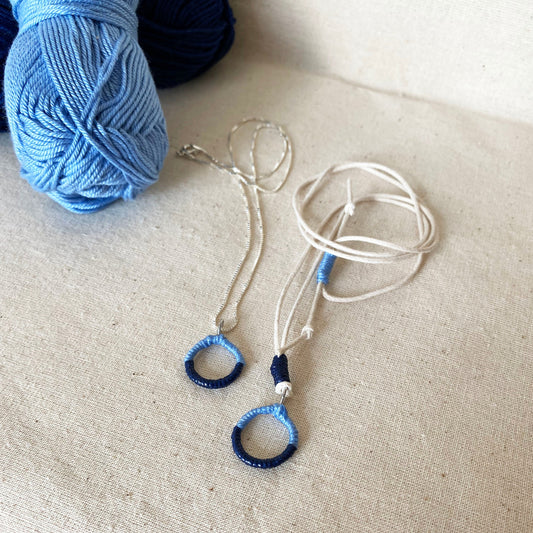 Thready - Silver Necklace/Blue Circle Rope