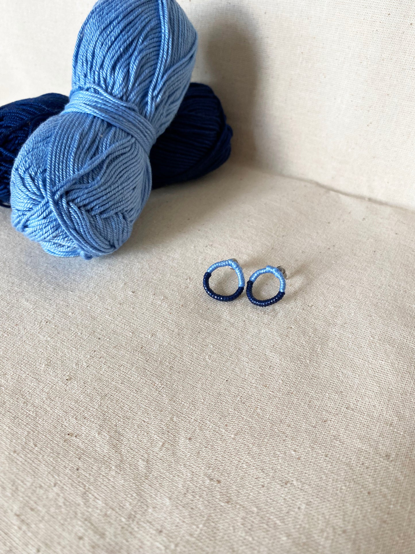 Thready - Blue Circle Earrings