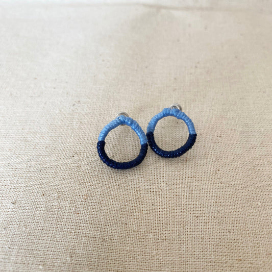 Thready - Blue Circle Earrings