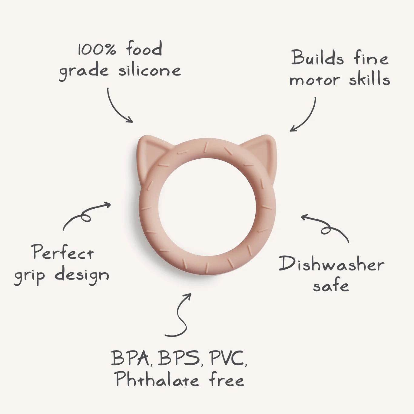 Mushie - Mordedor de silicone Cat Blush